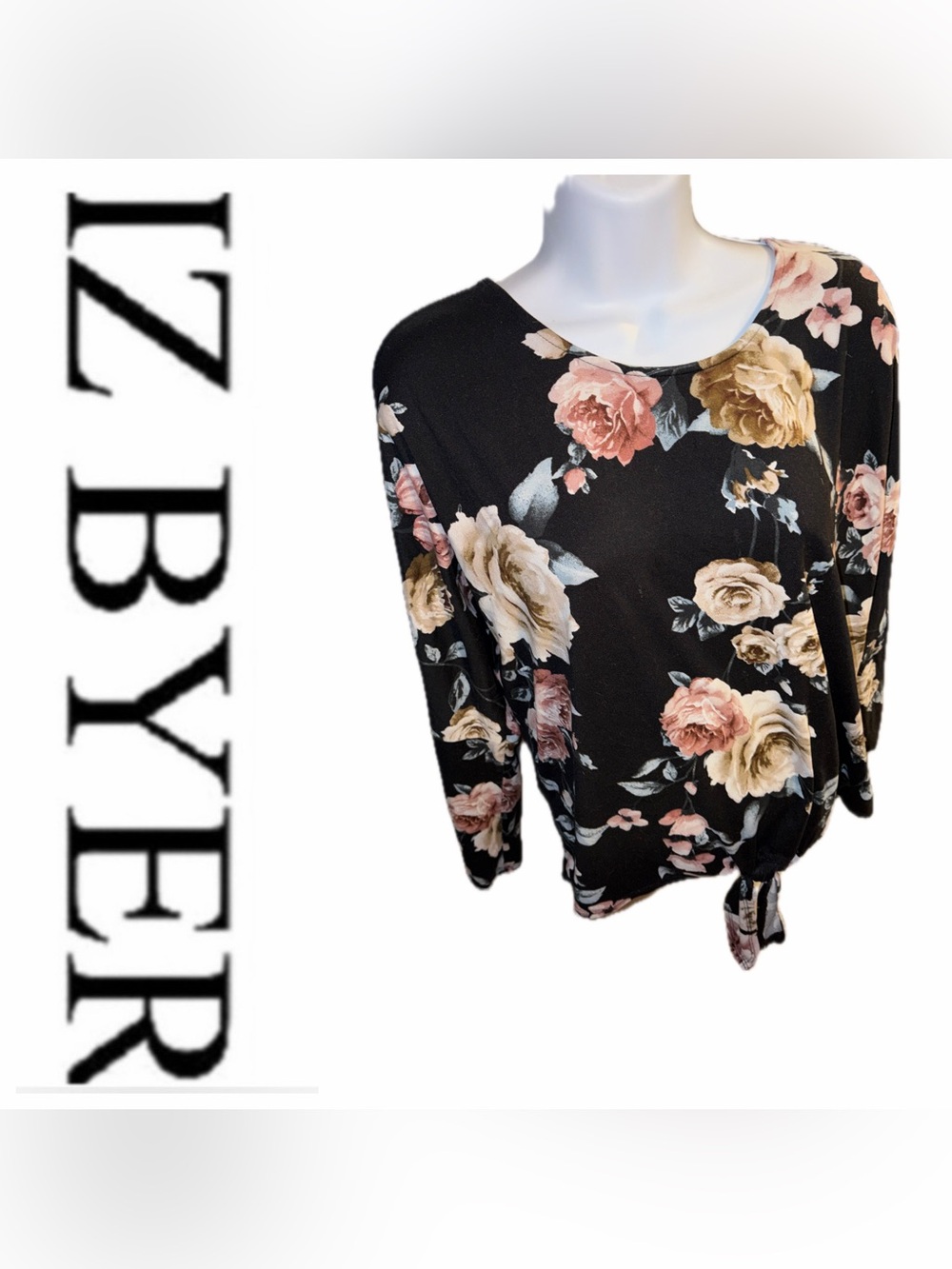 IZ Byer Strappy Back Rose Top 🖤🌹🤍